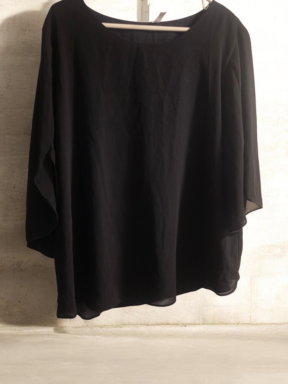 Neineiwu Flowy Black Chaffon  Sheer Blouse With Under Slip 2XL